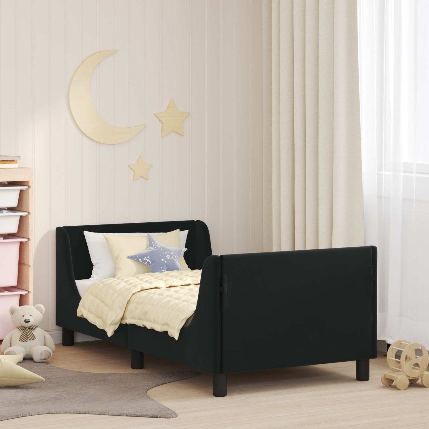 Struttura letto bambini con testata Nero 80 x 160 cm Velluto | homemem39