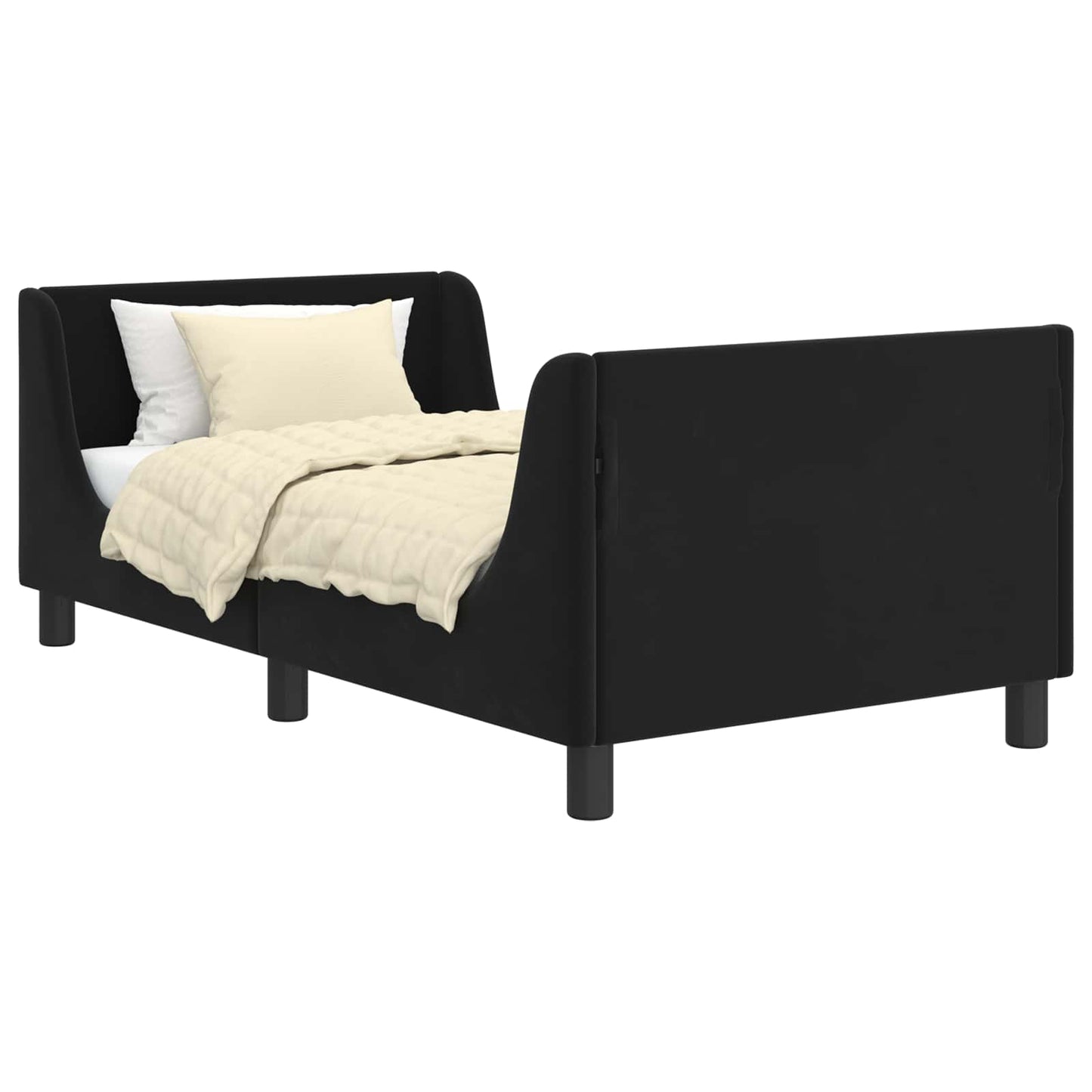 Struttura letto bambini con testata Nero 80 x 160 cm Velluto | homemem39