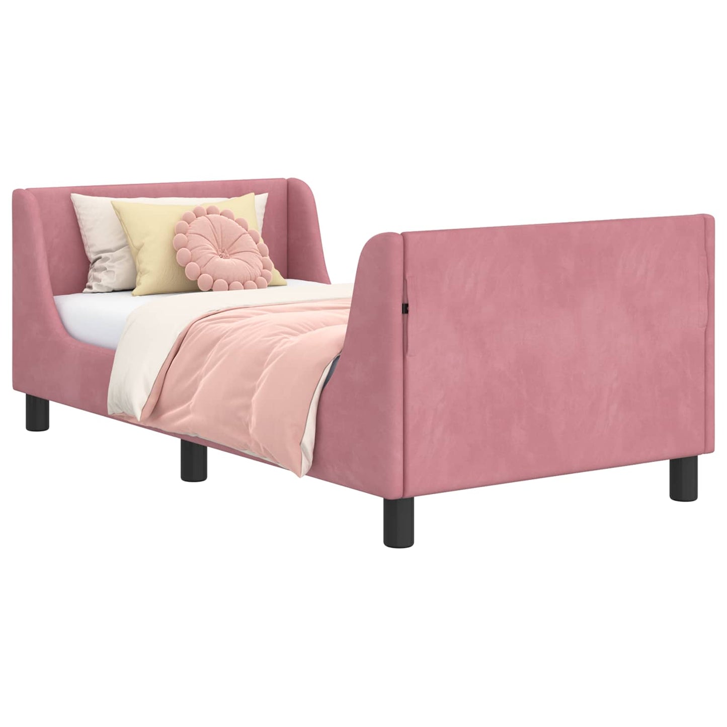 Struttura letto bambini con testata Rosa 80 x 160 cm Velluto