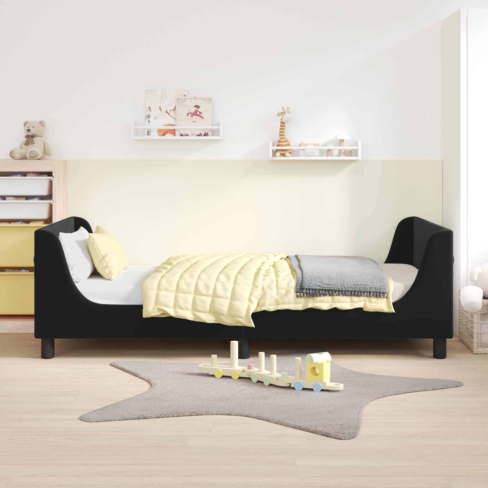 Struttura letto bambini con testata Nero 80 x 200 cm Velluto | homemem39
