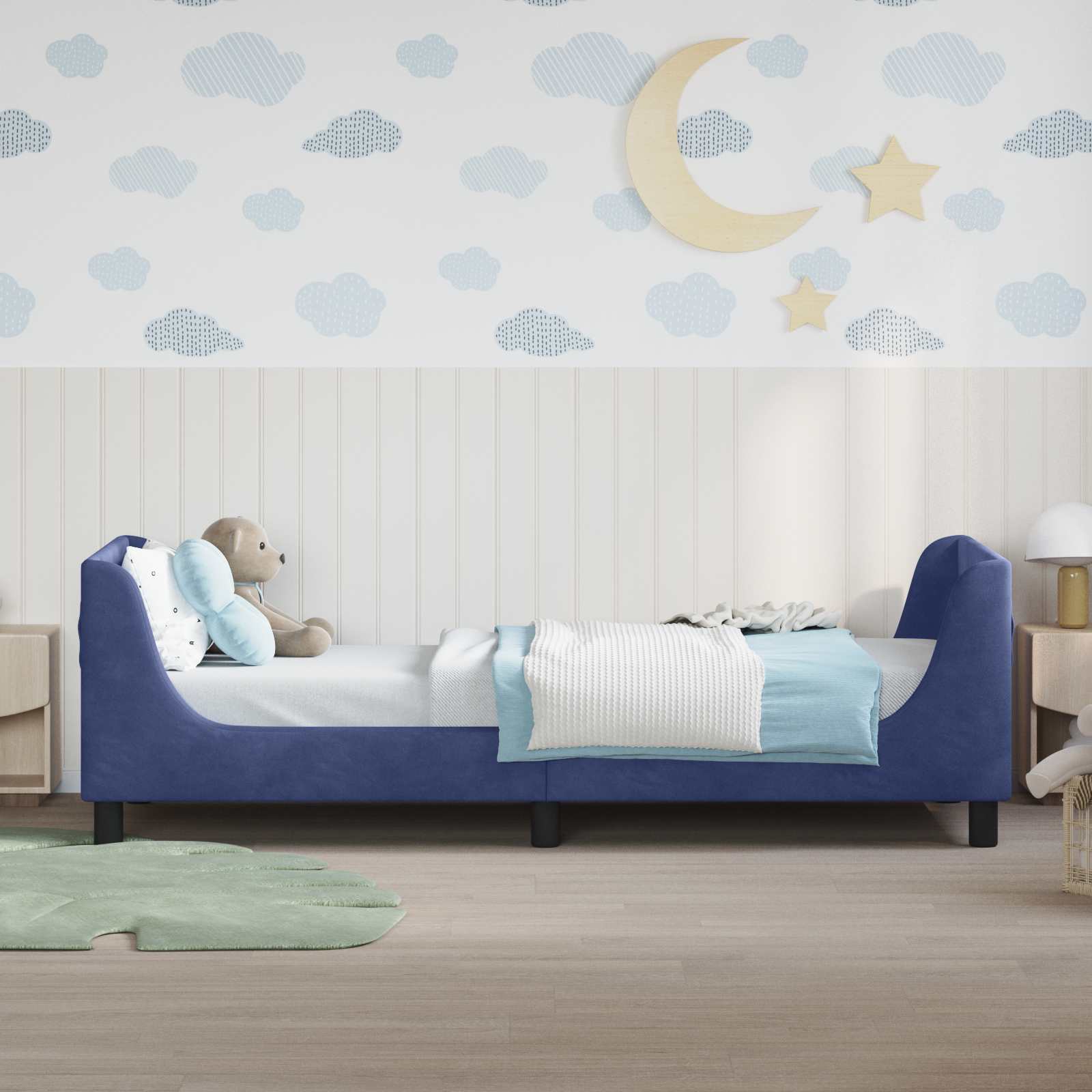 Struttura letto bambini con testata Blu Polizia 80 x 200 cm | homemem39