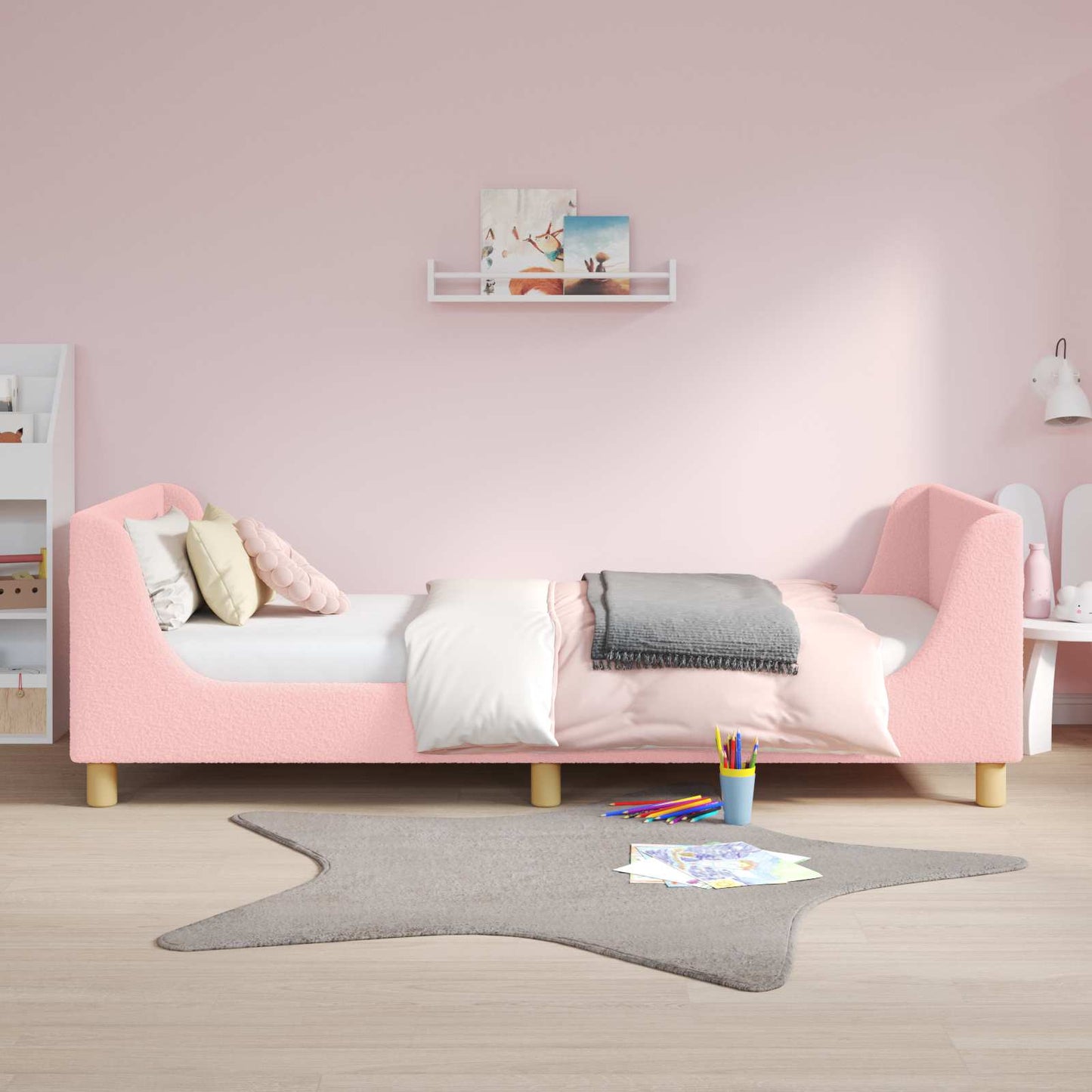 Struttura letto bambini con testata Rosa 90 x 190 cm Bouclé | homemem39