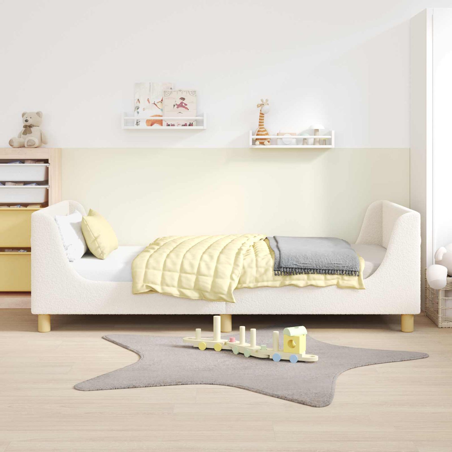 Struttura letto bambini con testata Crema 90 x 200 cm Bouclé | homemem39
