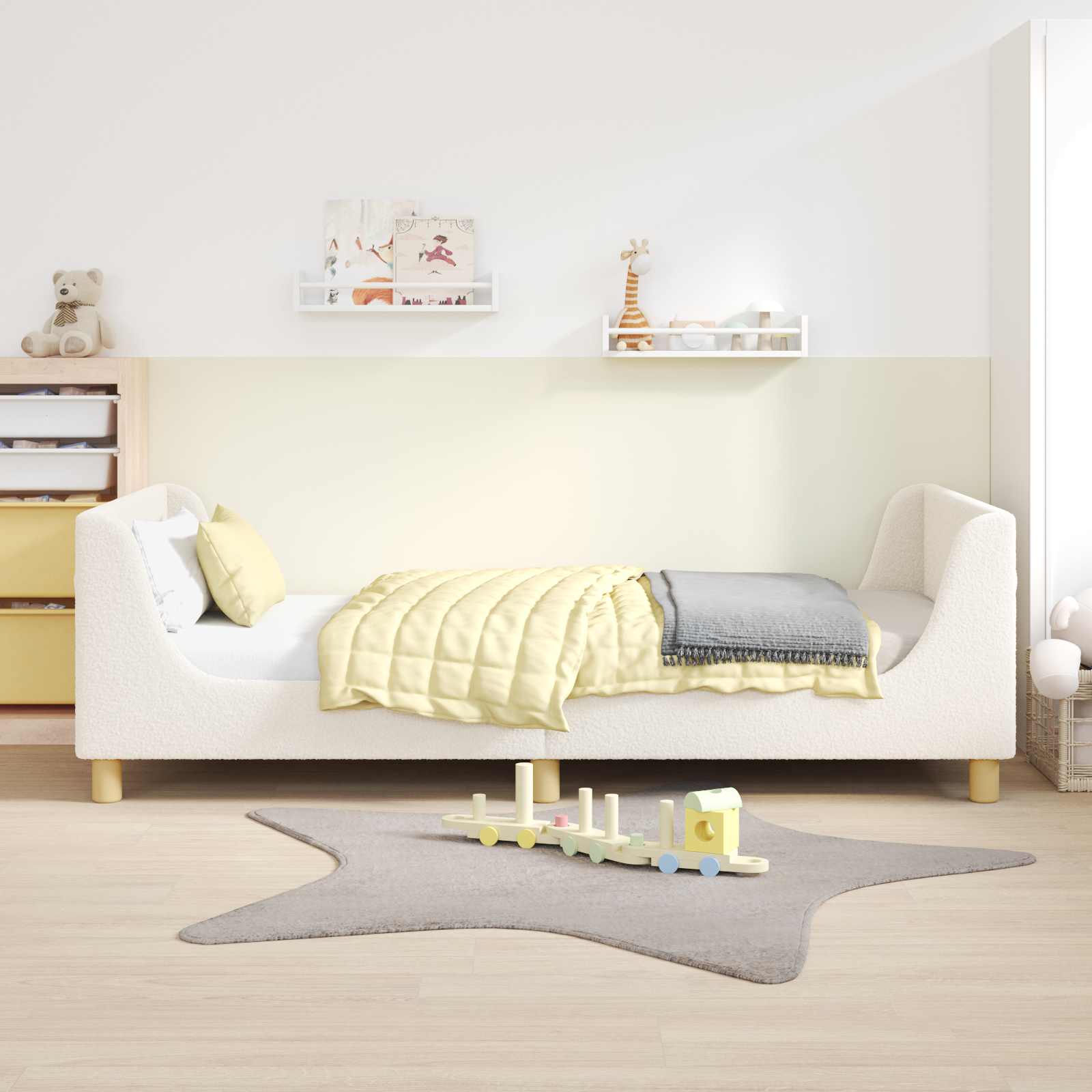 Struttura letto bambini con testata Crema 90 x 200 cm Bouclé | homemem39