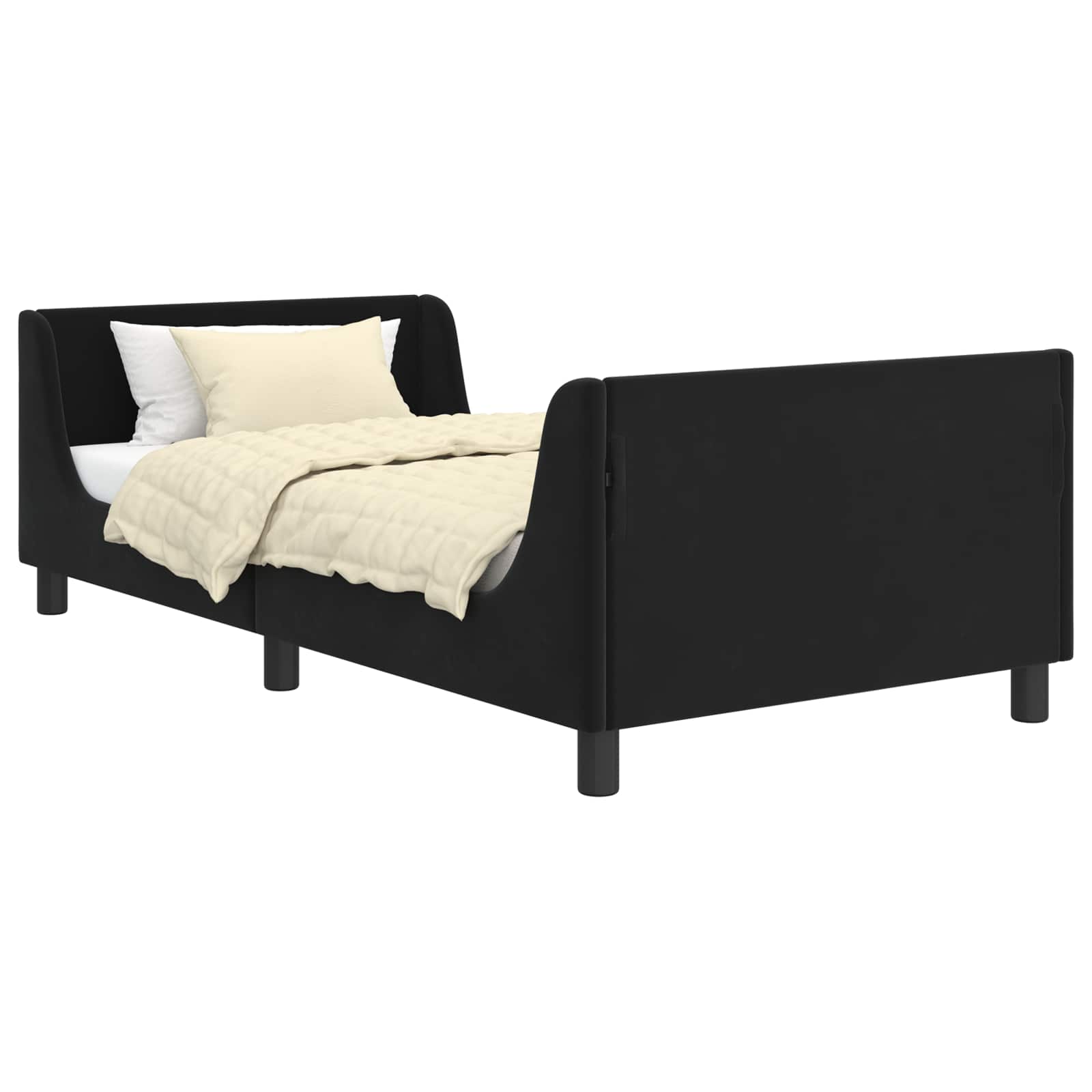 Struttura letto bambini con testata Nero 90 x 200 cm Velluto | homemem39