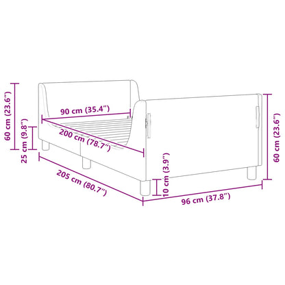 Struttura letto bambini con testata Rosa 90 x 200 cm Velluto | homemem39