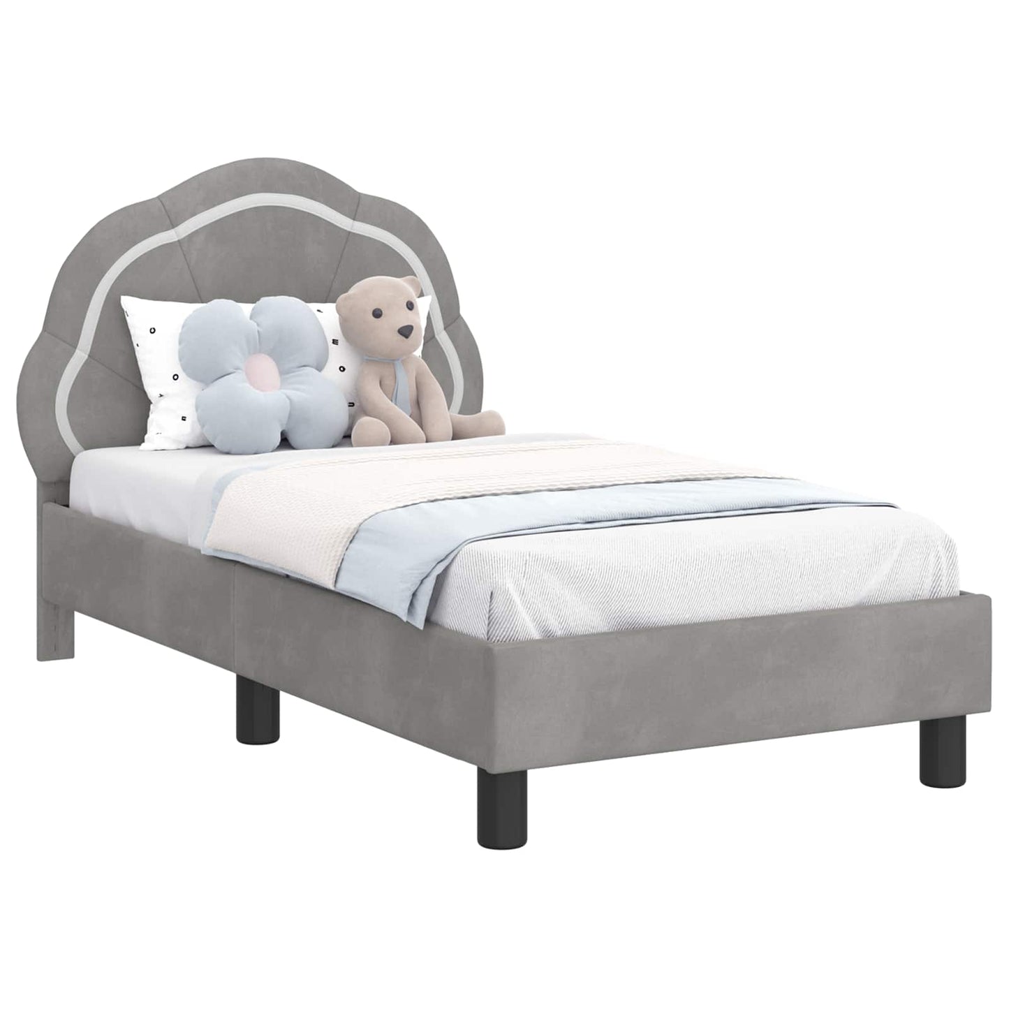Struttura letto per bambini con testata Grigio Chiaro Velluto | homemem39