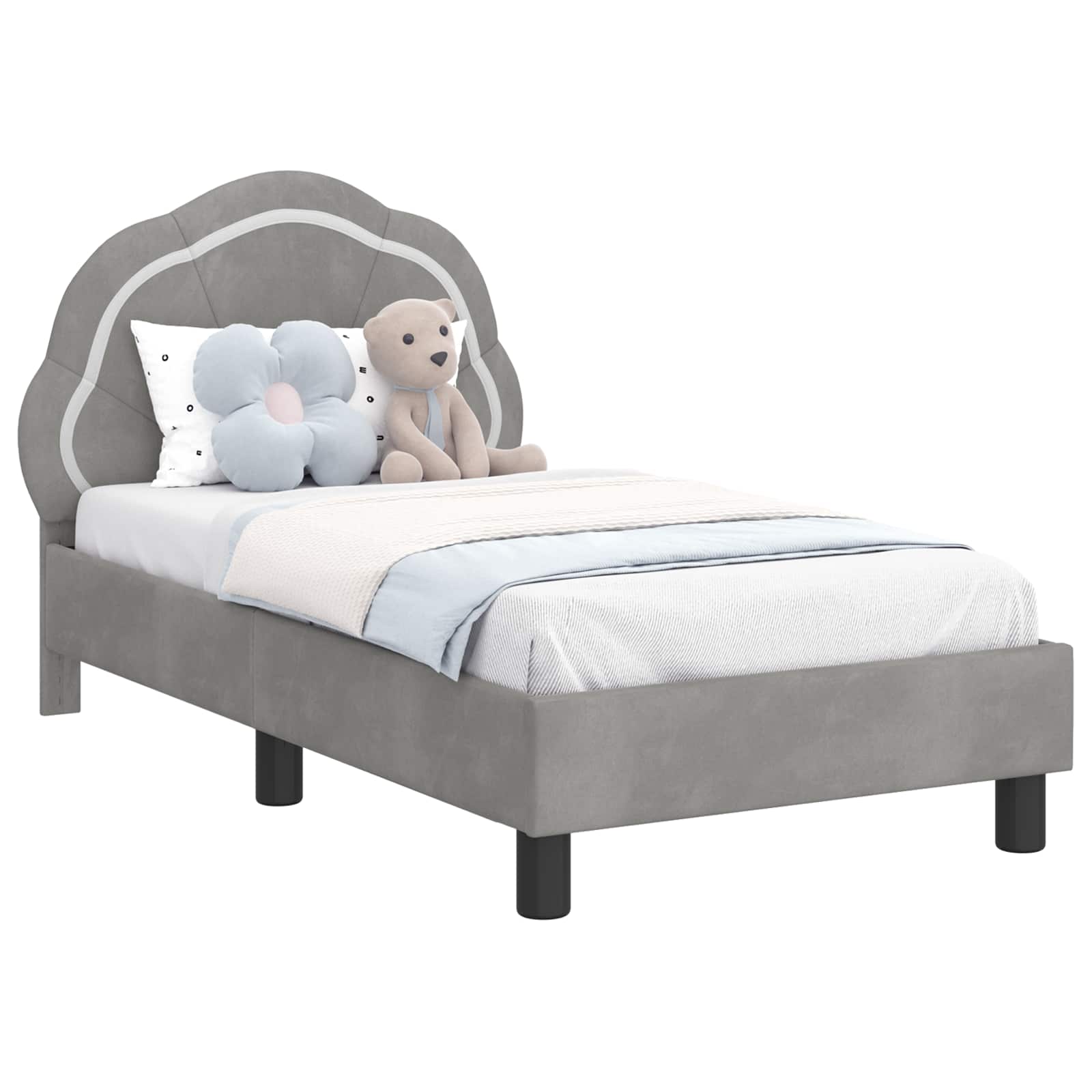 Struttura letto per bambini con testata Grigio Chiaro Velluto | homemem39