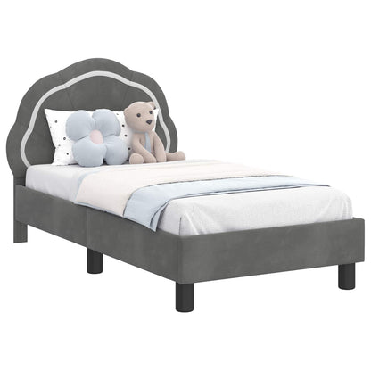 Struttura letto per bambini con testata Grigio Scuro Velluto | homemem39