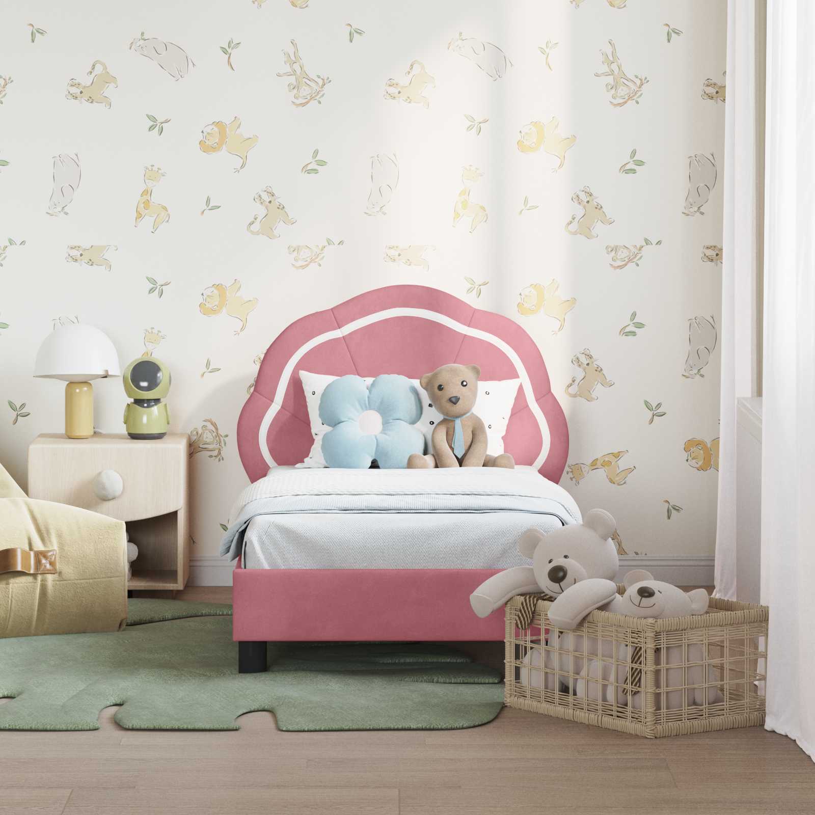 Struttura letto per bambini con testata Rosa 70 x 140 cm | homemem39