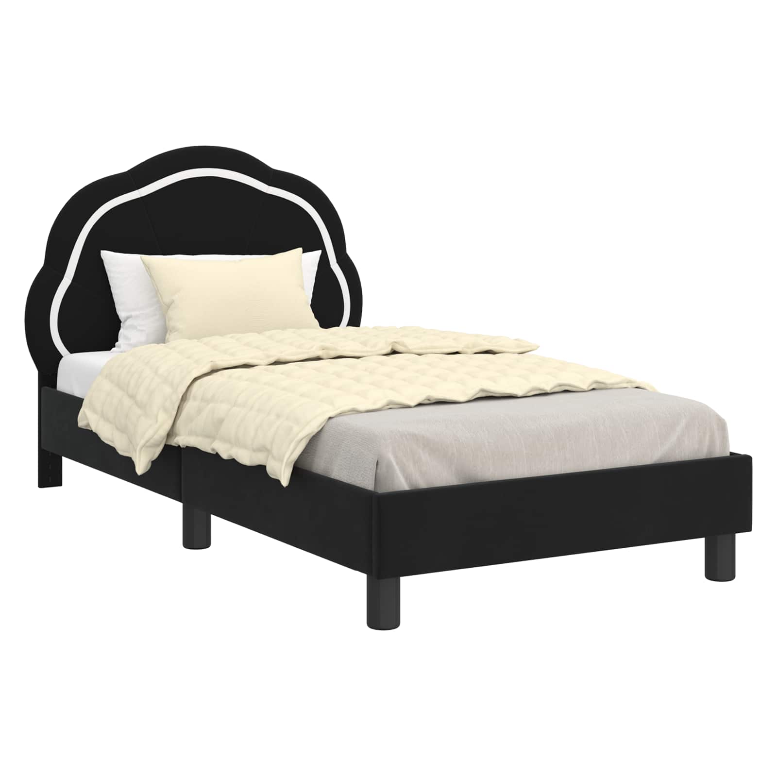 Struttura letto bambini con testata Nero 80 x 160 cm Velluto | homemem39
