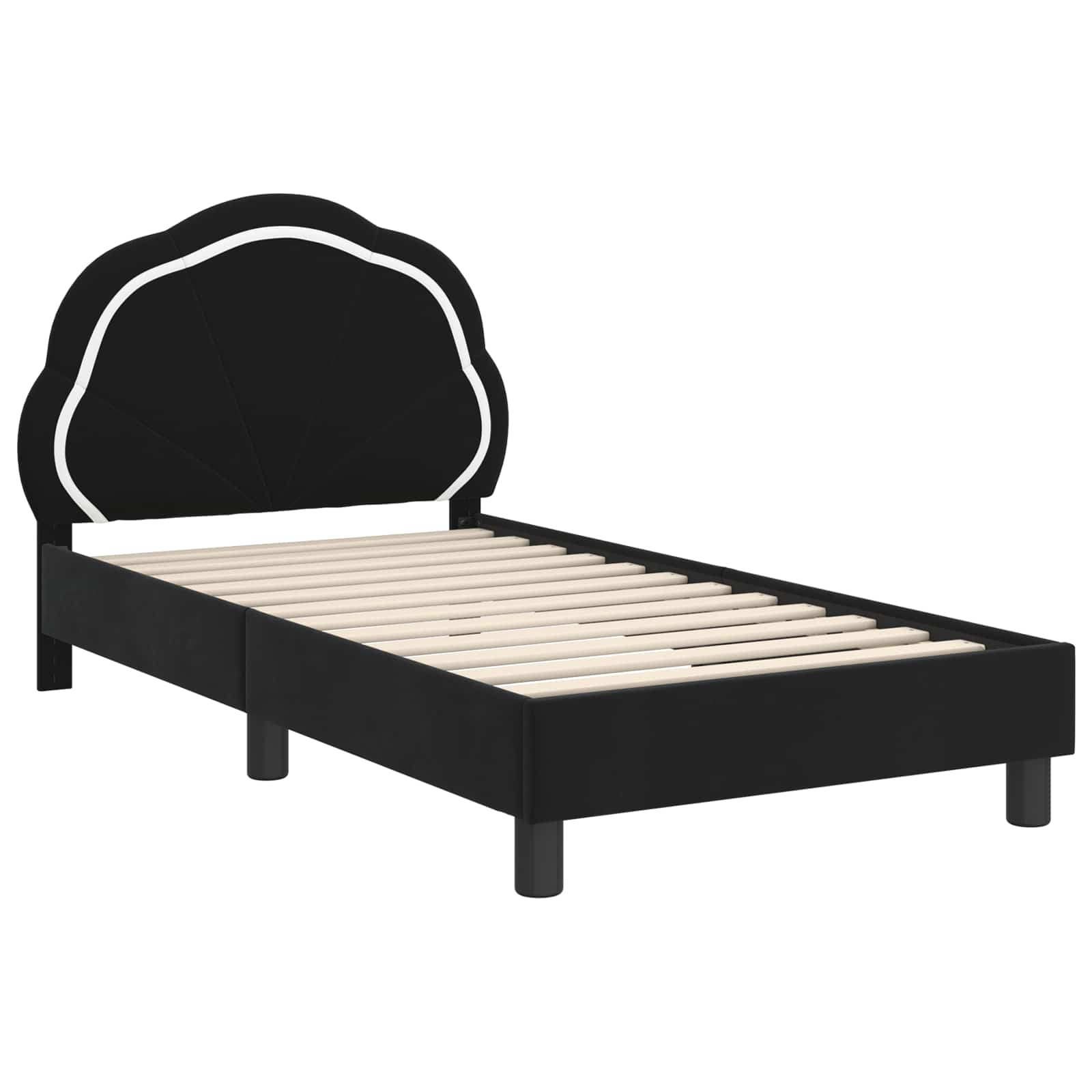 Struttura letto bambini con testata Nero 80 x 160 cm Velluto | homemem39