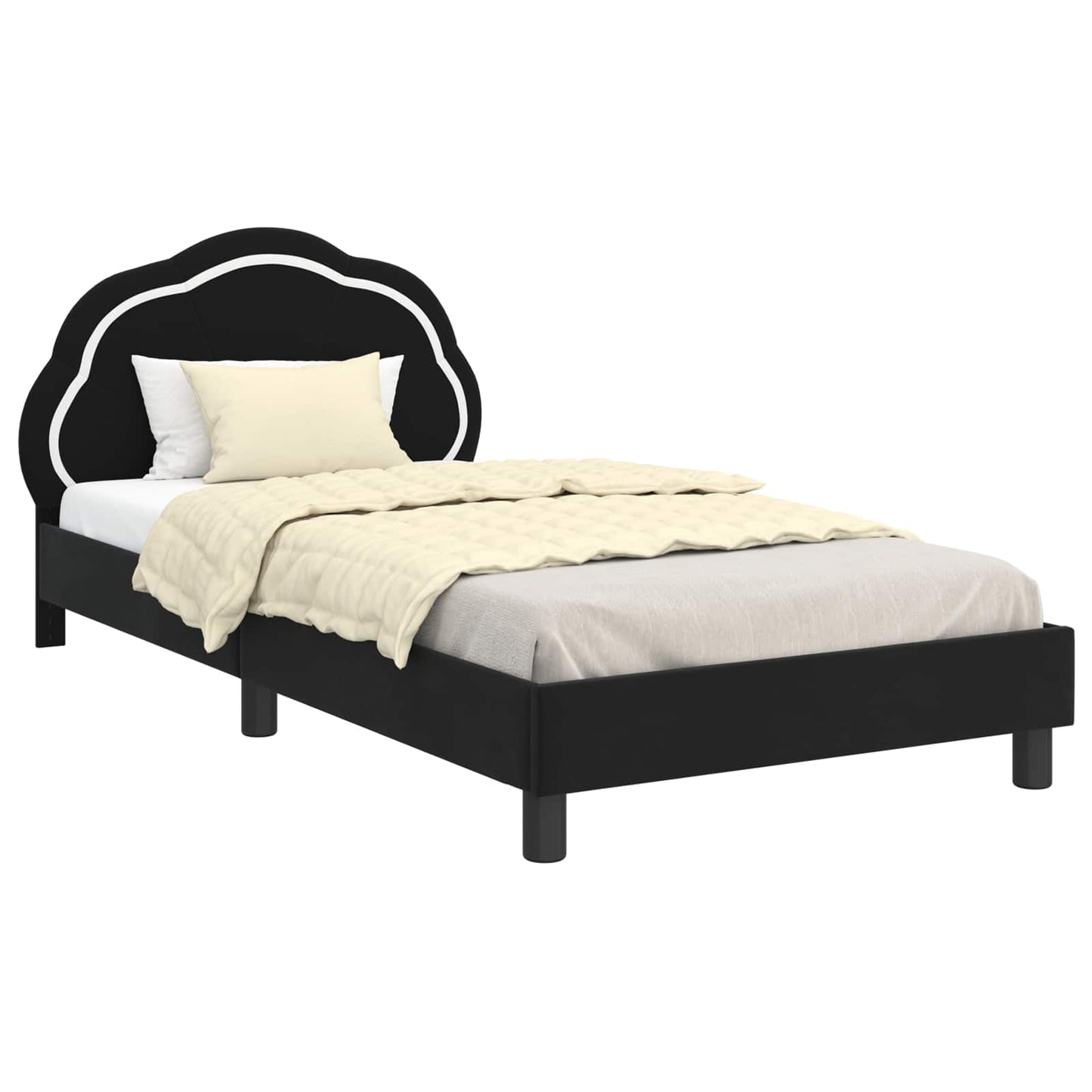 Struttura letto bambini con testata Nero 80 x 200 cm Velluto | homemem39