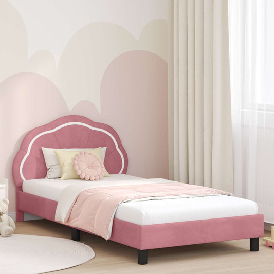 Struttura letto bambini con testata Rosa 80 x 200 cm Velluto | homemem39
