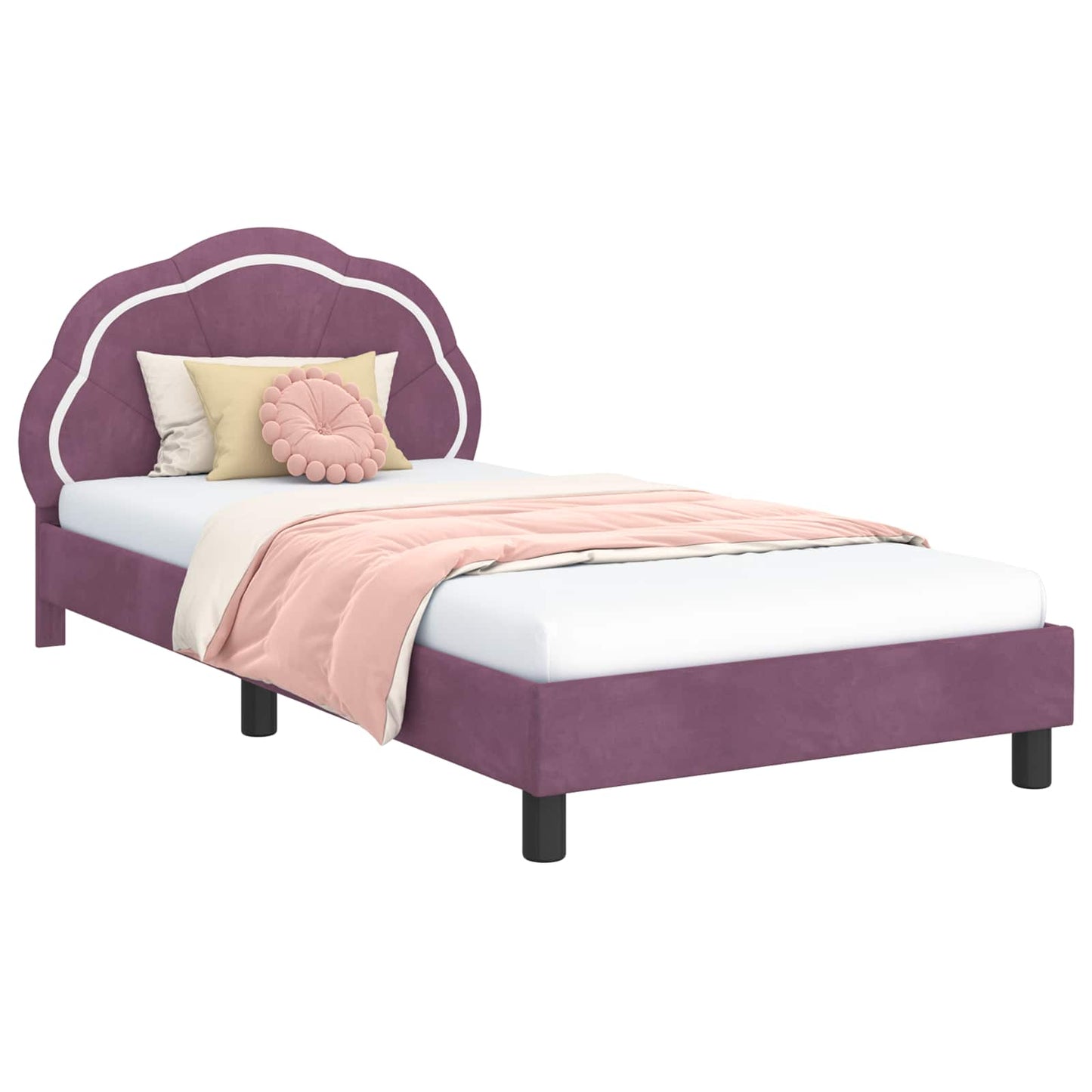Struttura letto bambini con testata Viola 80 x 200 cm Velluto