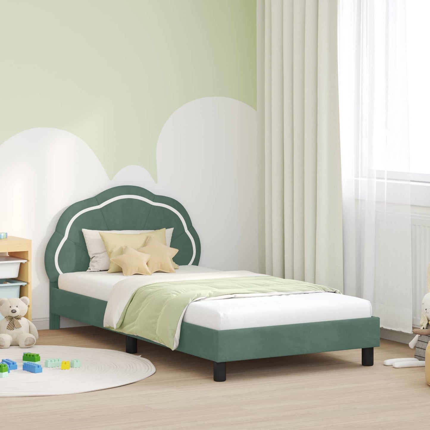 Struttura letto bambini con testata Verde Mare 80 x 200 cm | homemem39