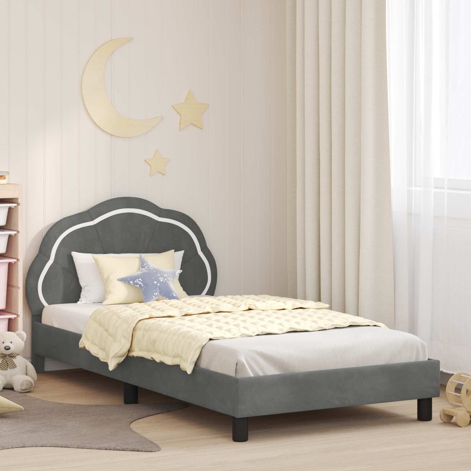 Struttura letto bambini con testata Grigio Scuro 90 x 190 cm | homemem39