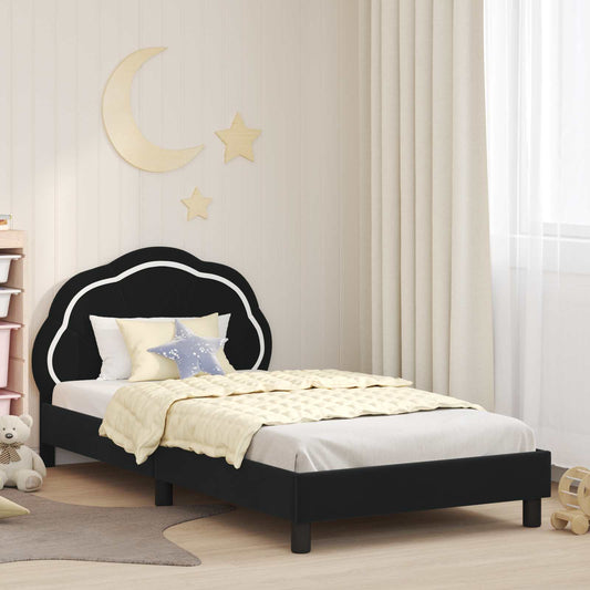 Struttura letto bambini con testata Nero 90 x 190 cm Velluto | homemem39