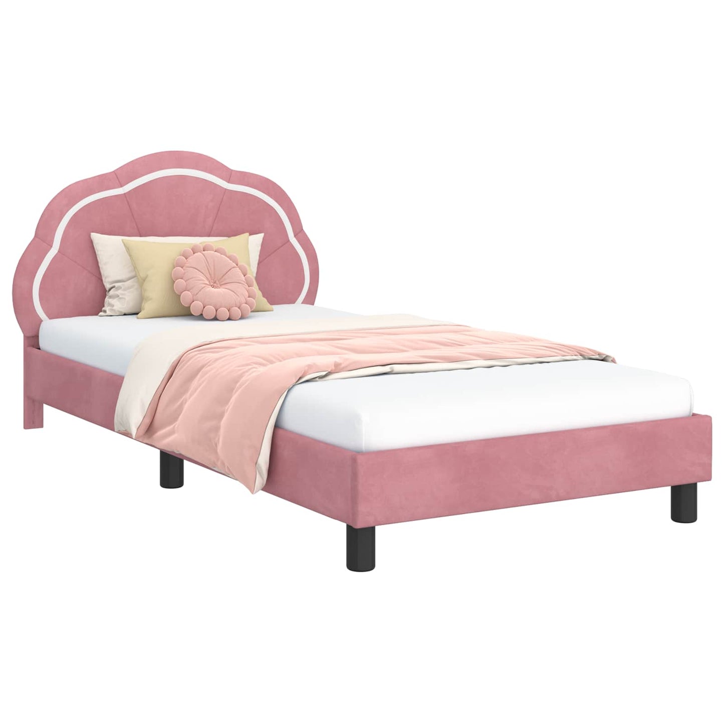 Struttura letto bambini con testata Rosa 90 x 190 cm Velluto | homemem39
