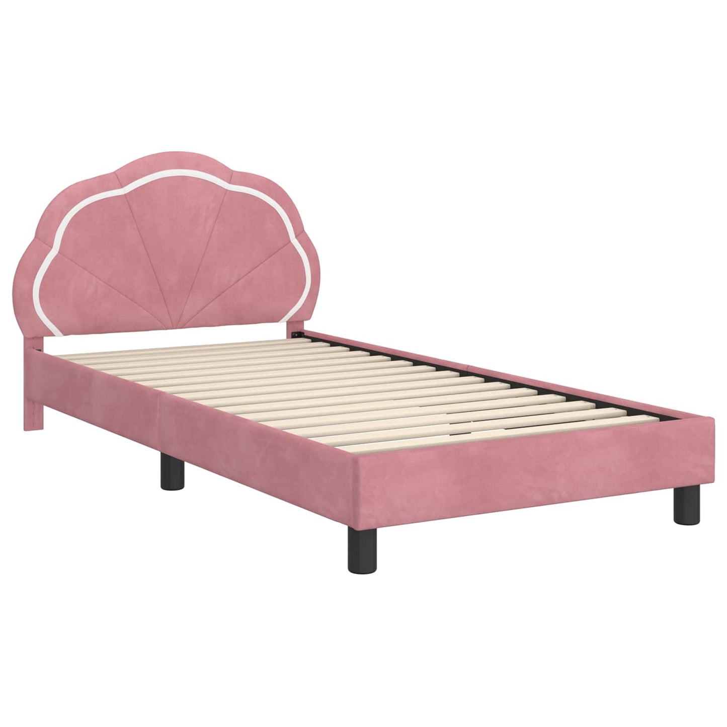 Struttura letto bambini con testata Rosa 90 x 190 cm Velluto | homemem39