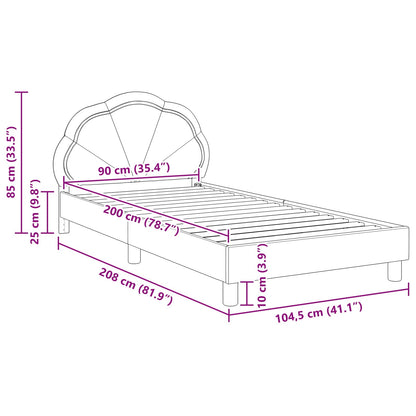 Struttura letto bambini con testata Rosa 90 x 200 cm Velluto | homemem39