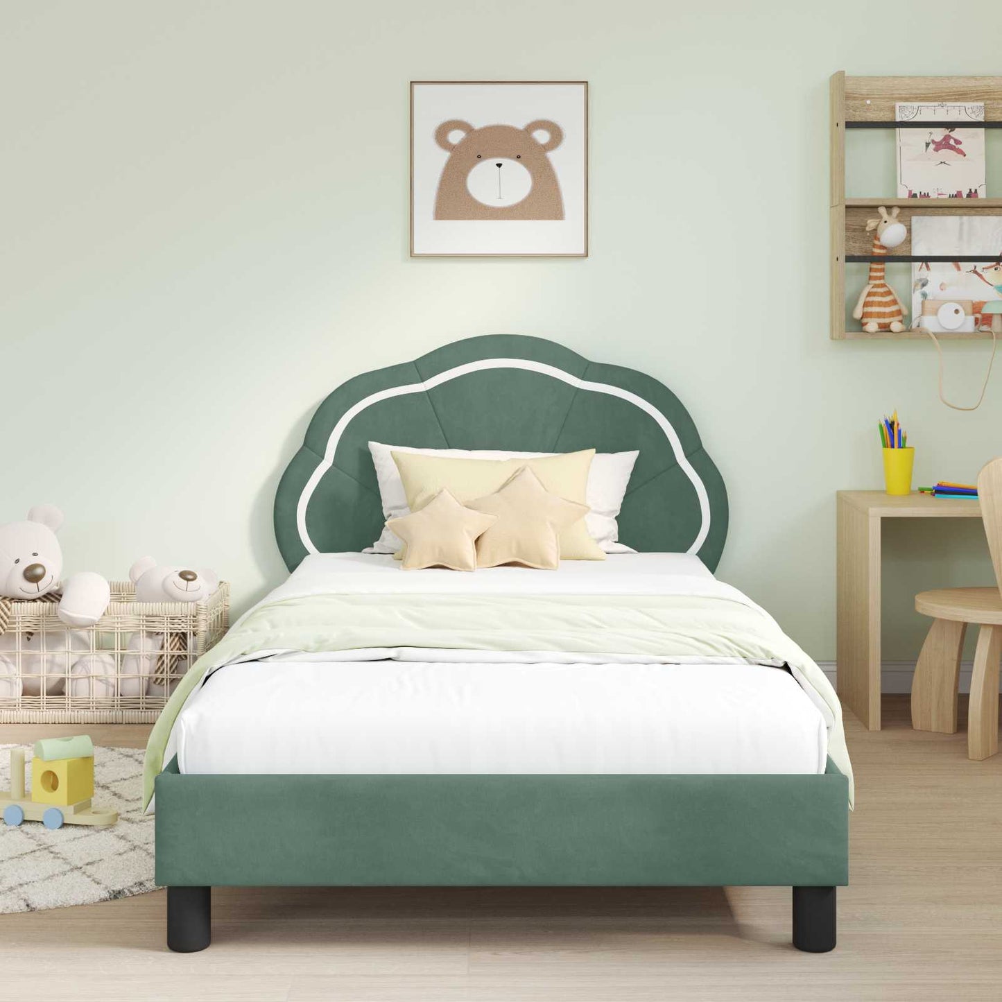 Struttura letto bambini con testata Verde Mare 90 x 200 cm
