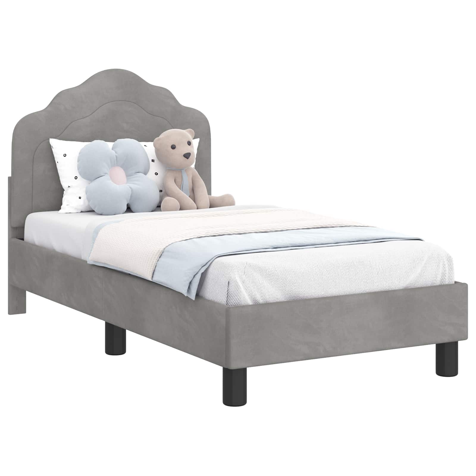 Struttura letto per bambini con testata Grigio Chiaro Velluto | homemem39
