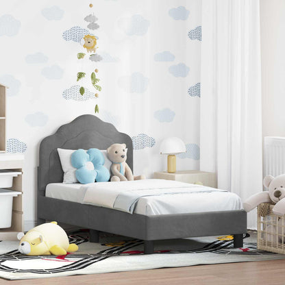 Struttura letto per bambini con testata Grigio Scuro Velluto | homemem39