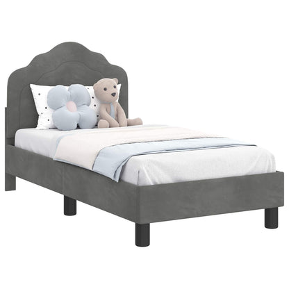 Struttura letto per bambini con testata Grigio Scuro Velluto | homemem39