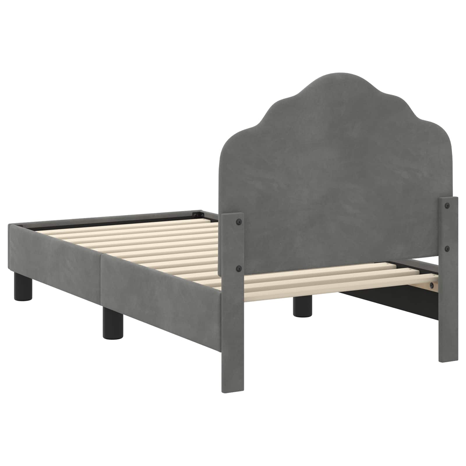 Struttura letto per bambini con testata Grigio Scuro Velluto | homemem39