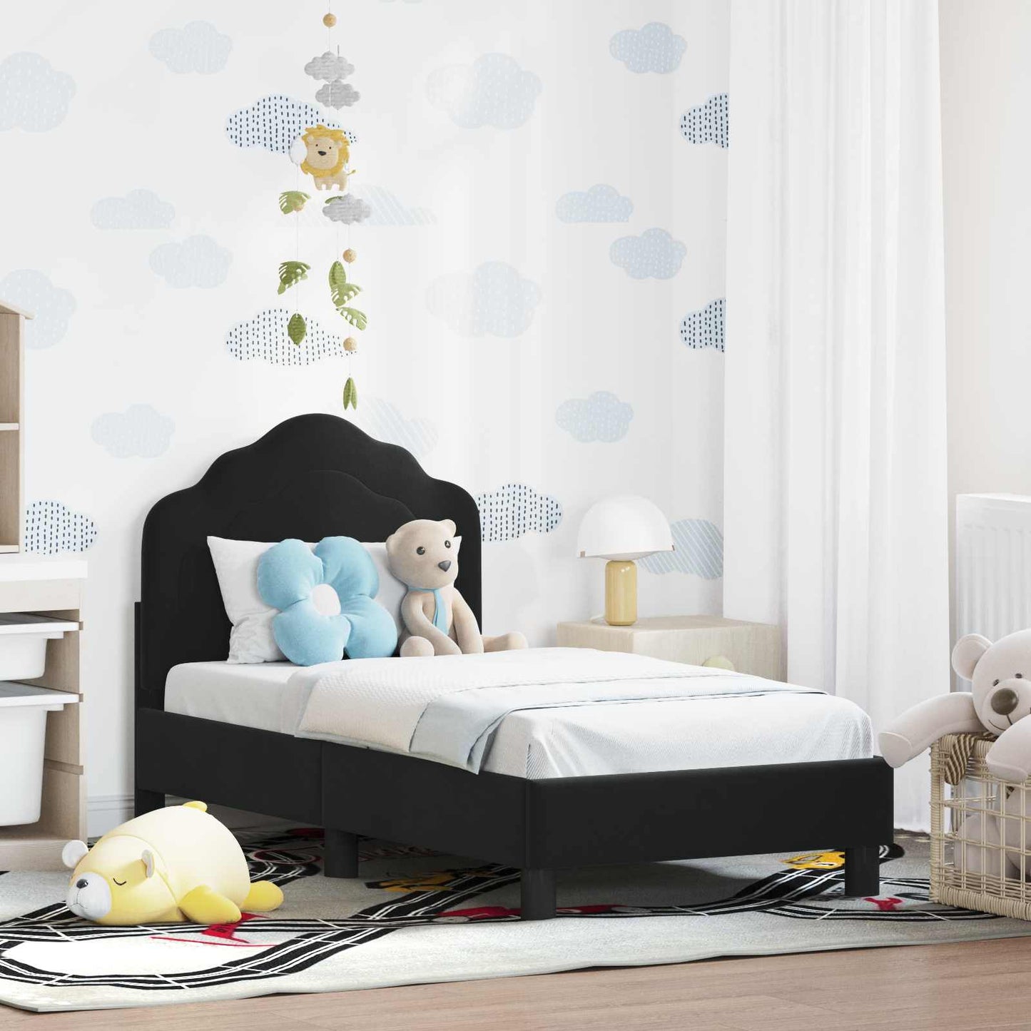 Struttura letto per bambini con testata Nero 70 x 140 cm | homemem39