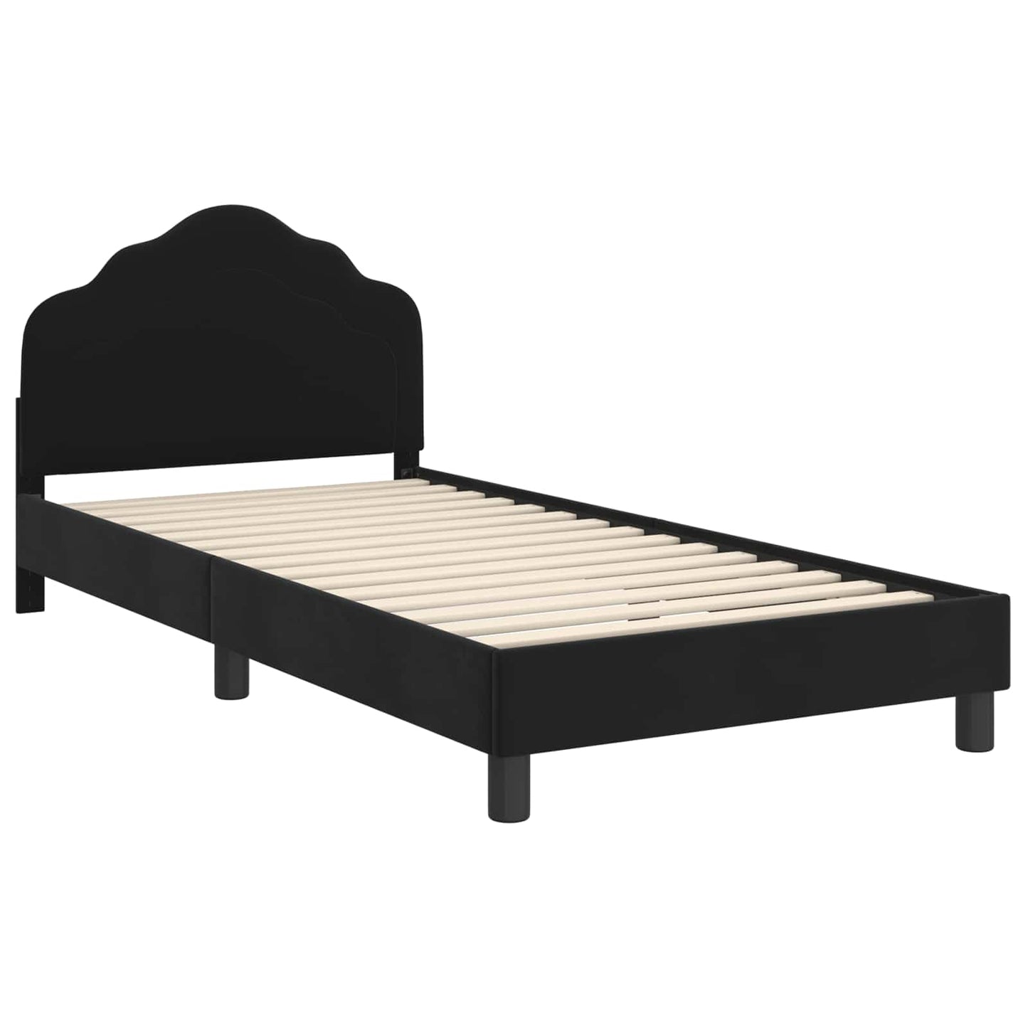Struttura letto bambini con testata Nero 80 x 200 cm Velluto | homemem39