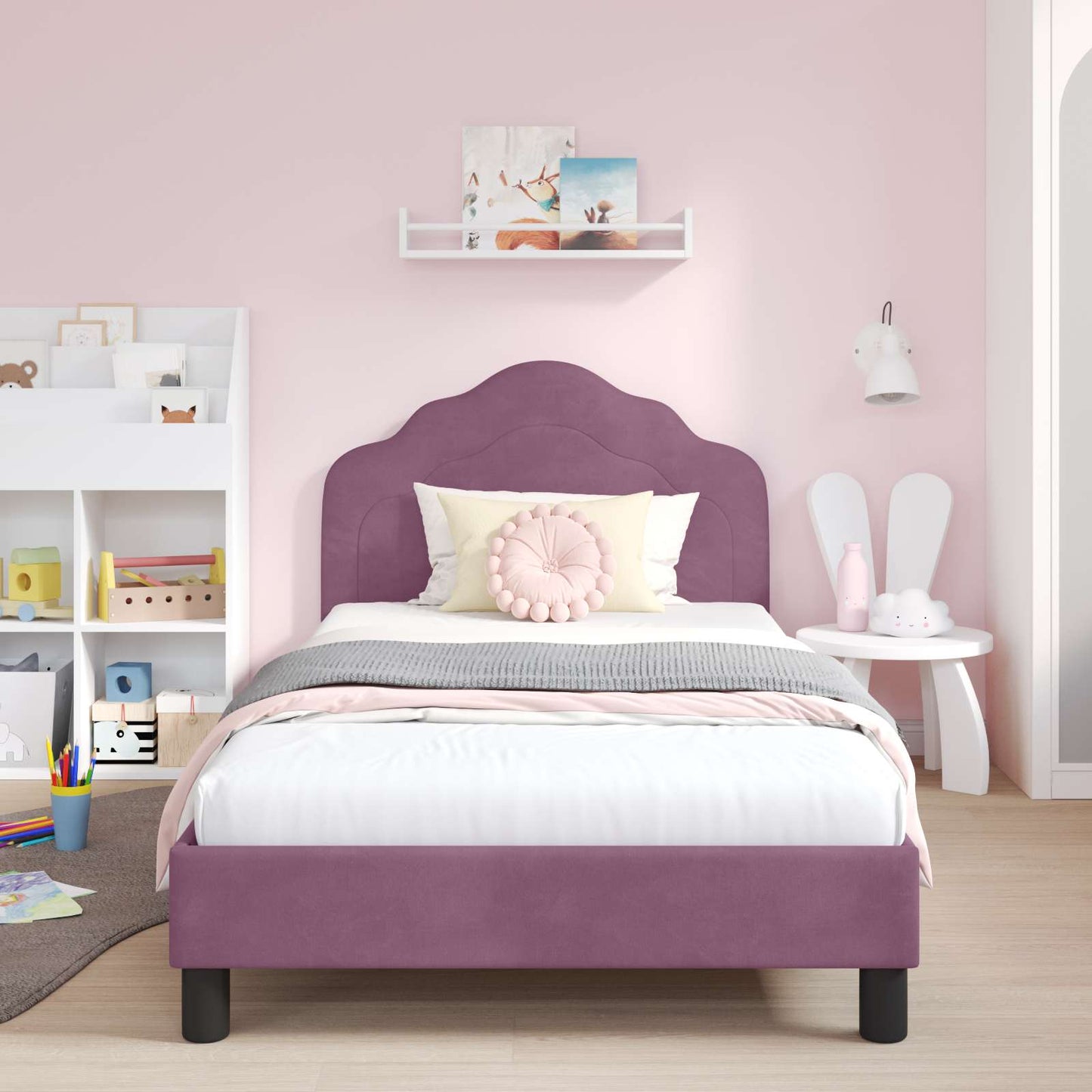 Struttura letto bambini con testata Viola 80 x 200 cm Velluto | homemem39