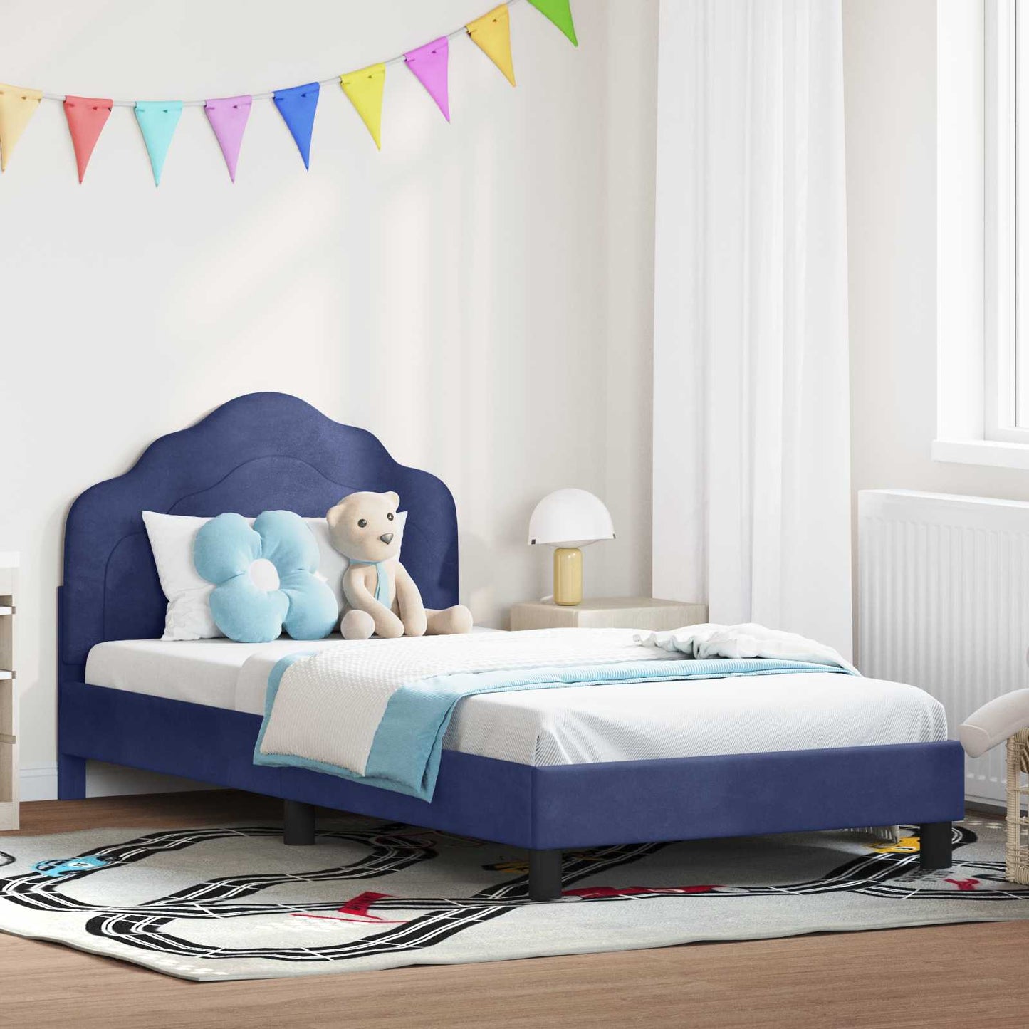 Struttura letto bambini con testata Blu Polizia 80 x 200 cm | homemem39
