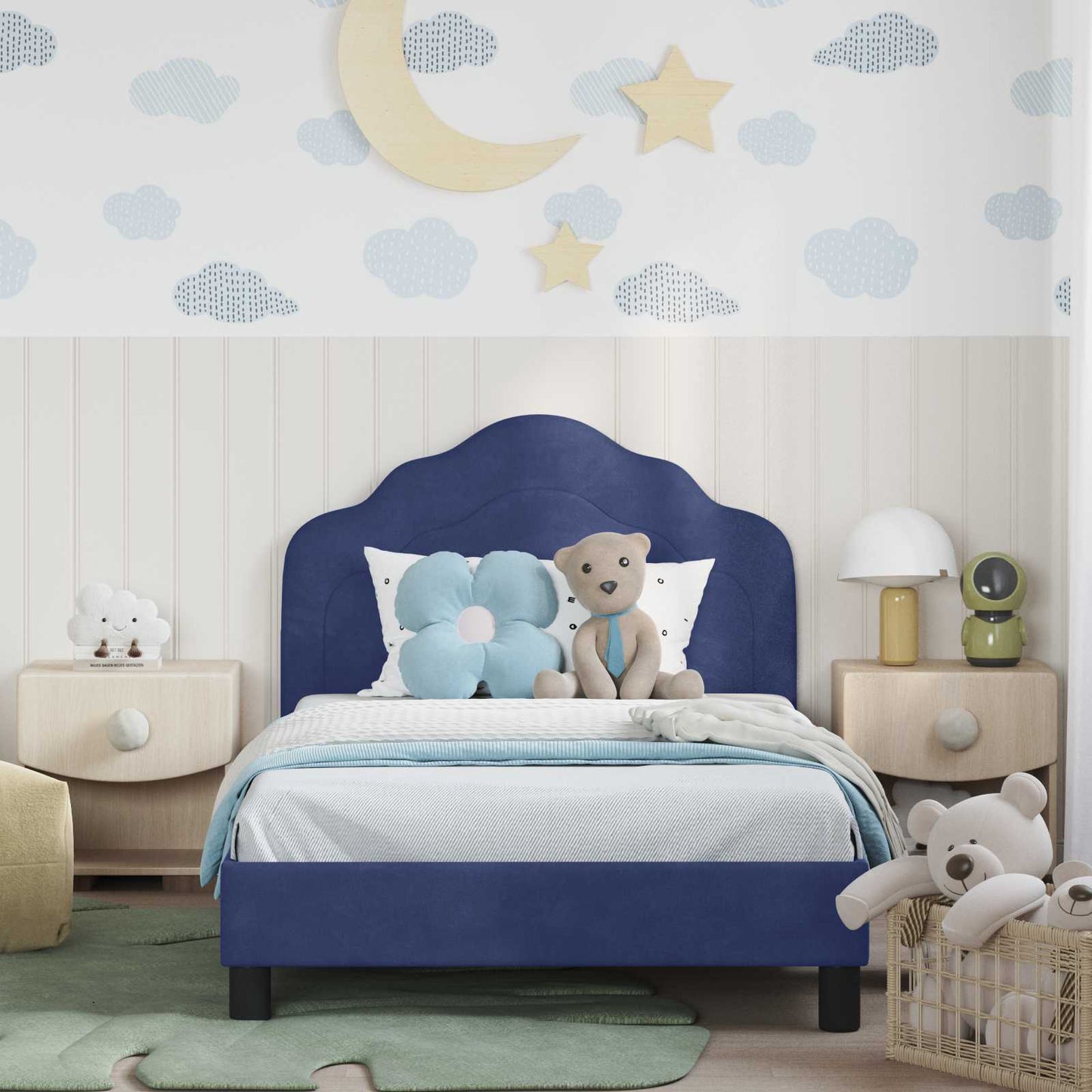 Struttura letto bambini con testata Blu Polizia 80 x 200 cm | homemem39