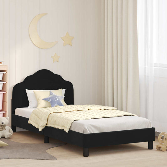 Struttura letto bambini con testata Nero 90 x 190 cm Velluto | homemem39