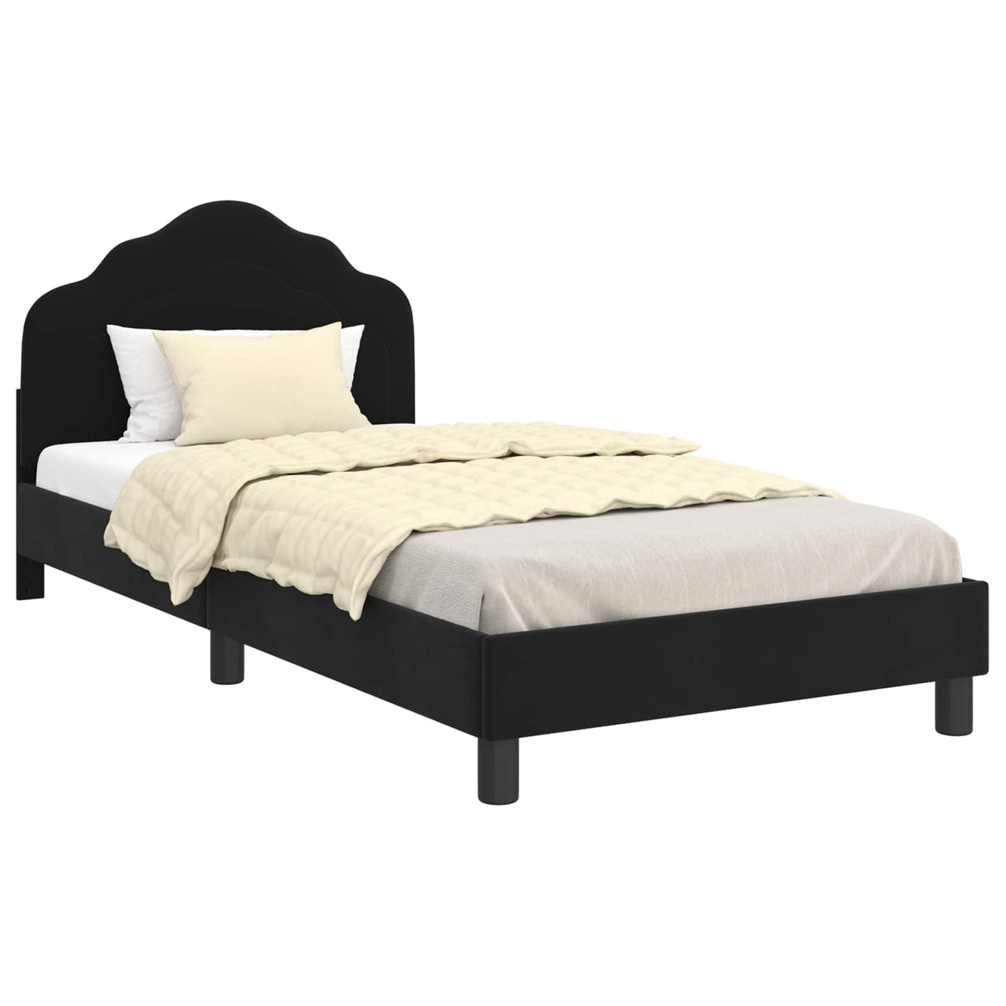 Struttura letto bambini con testata Nero 90 x 190 cm Velluto | homemem39