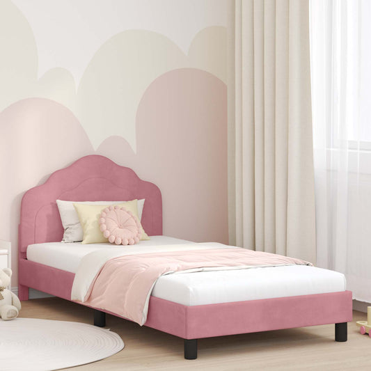 Struttura letto bambini con testata Rosa 90 x 190 cm Velluto | homemem39