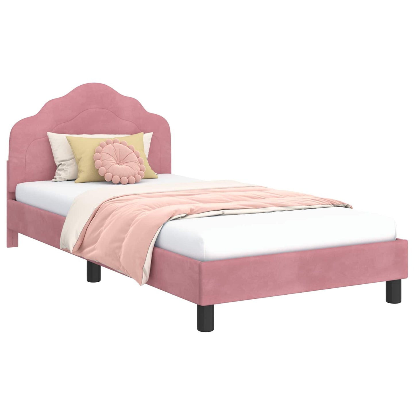 Struttura letto bambini con testata Rosa 90 x 190 cm Velluto | homemem39
