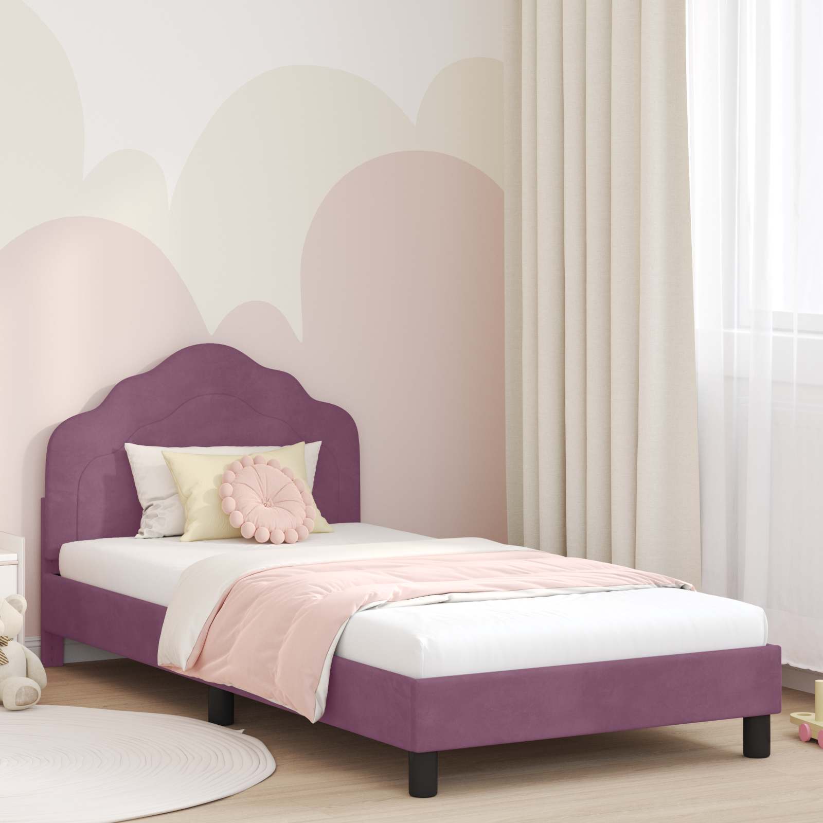 Struttura letto bambini con testata Viola 90 x 190 cm Velluto | homemem39
