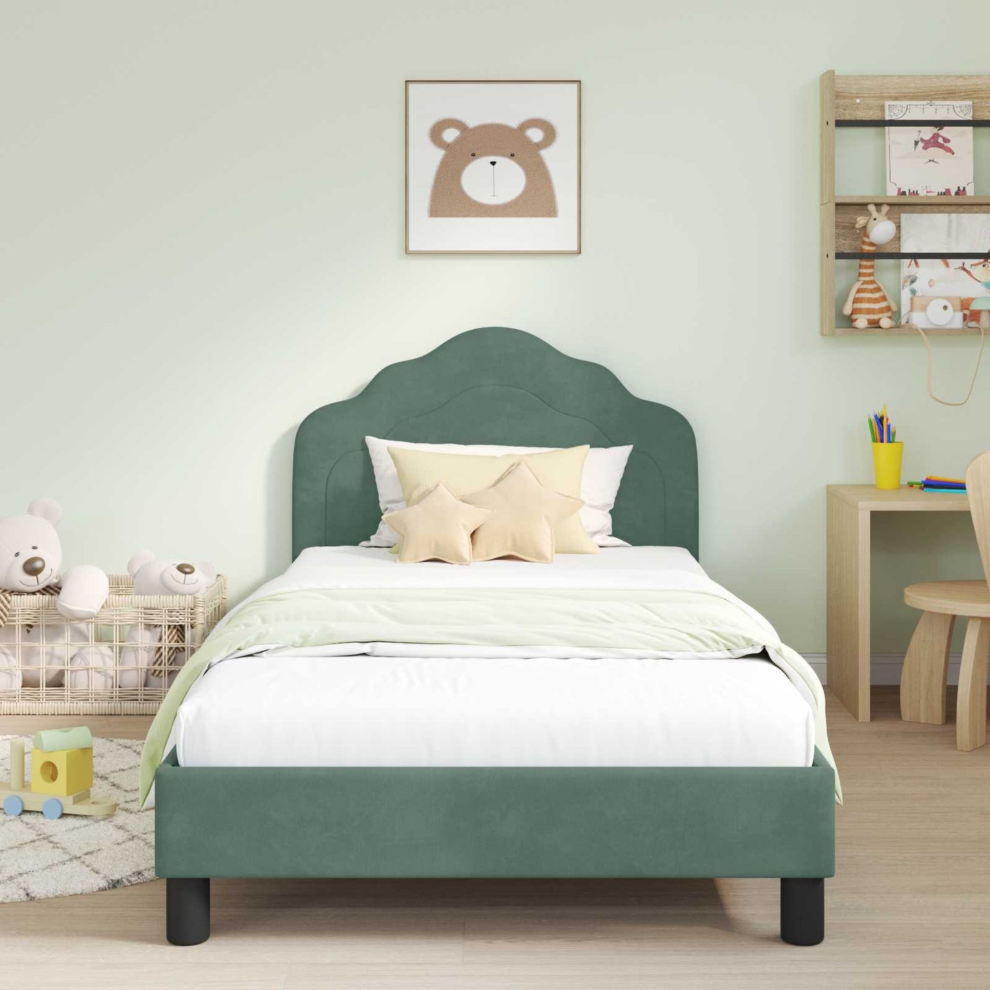 Struttura letto bambini con testata Verde Mare 90 x 190 cm | homemem39