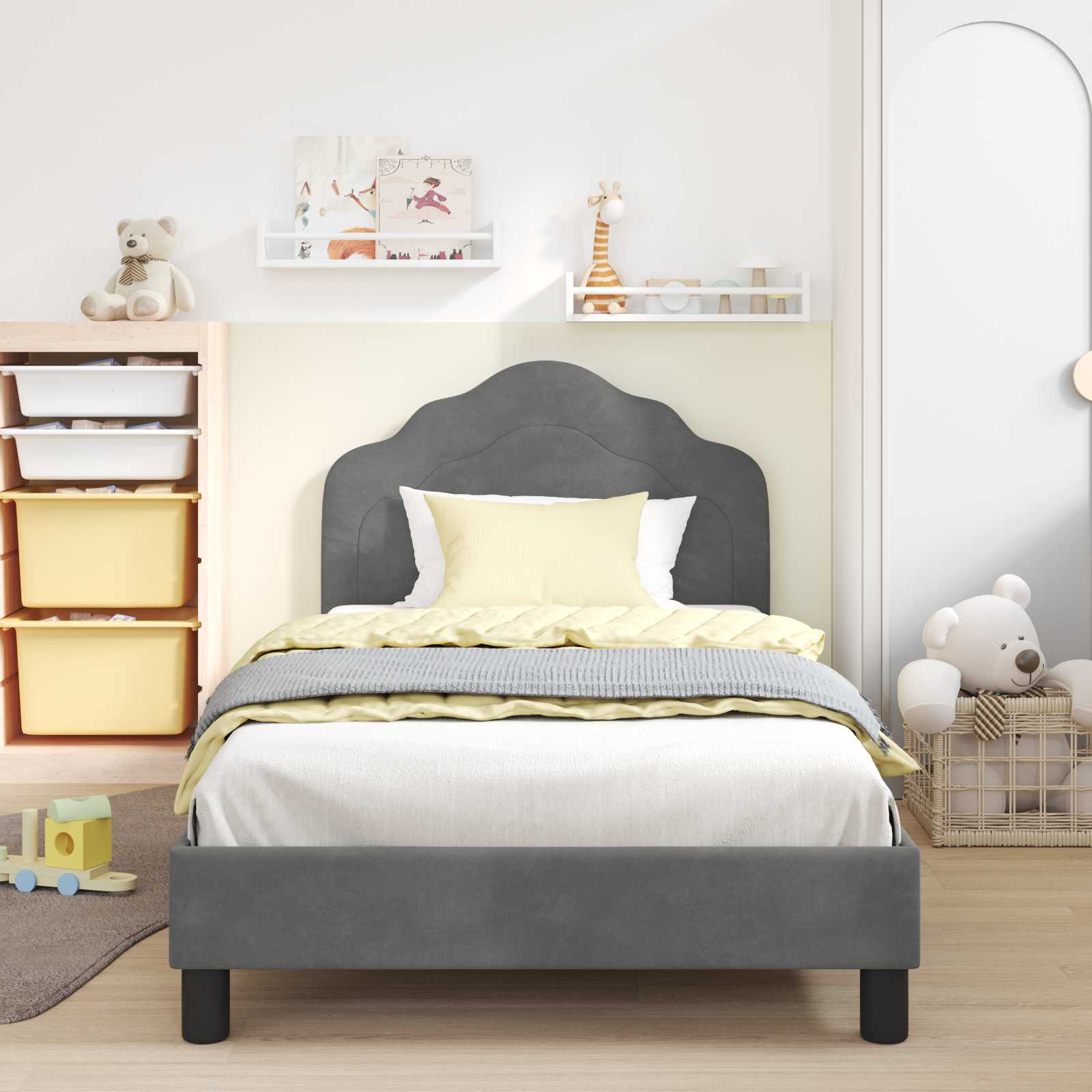 Struttura letto bambini con testata Grigio Scuro 90 x 200 cm | homemem39
