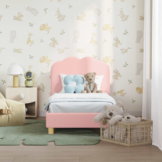 Struttura letto per bambini con testata Rosa 70 x 140 cm Bouclé