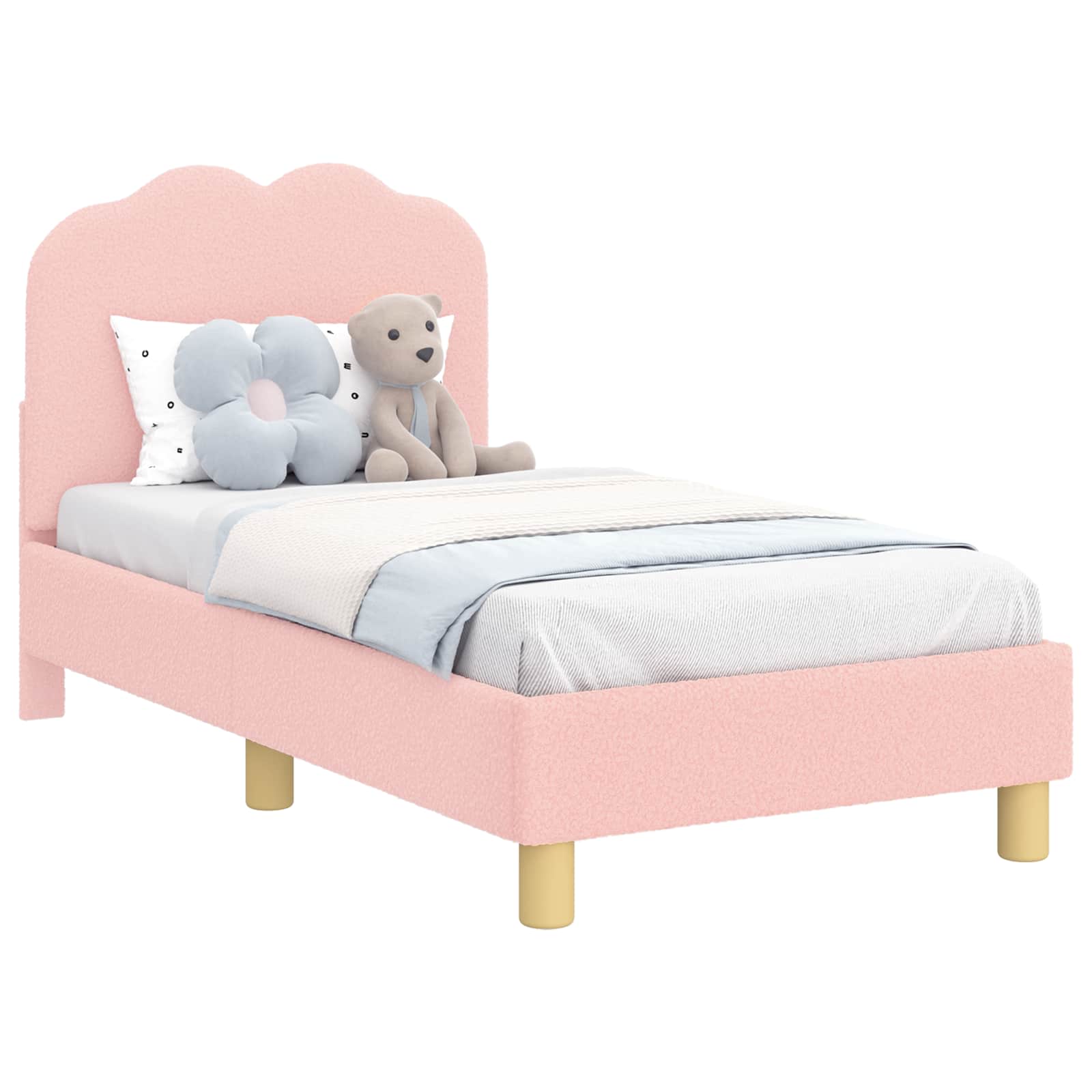 Struttura letto per bambini con testata Rosa 70 x 140 cm Bouclé | homemem39