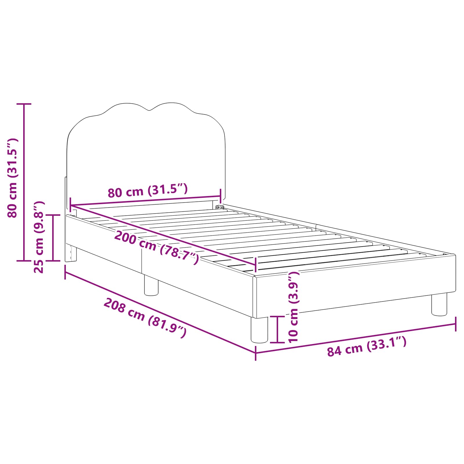 Struttura letto bambini con testata Crema 80 x 200 cm Bouclé | homemem39