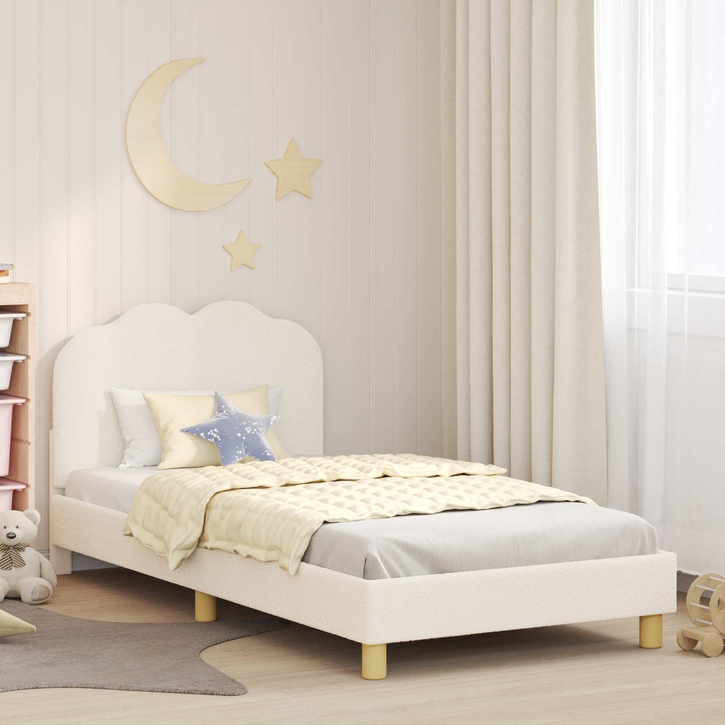 Struttura letto bambini con testata Crema 90 x 200 cm Bouclé | homemem39