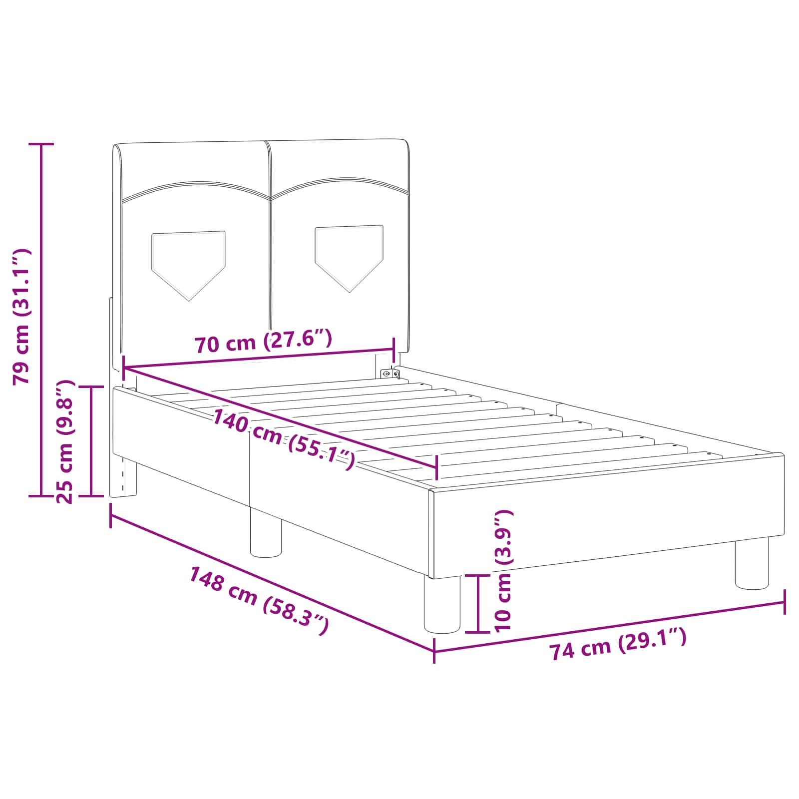 Struttura letto per bambini con testata Grigio chiaro Tessuto | homemem39