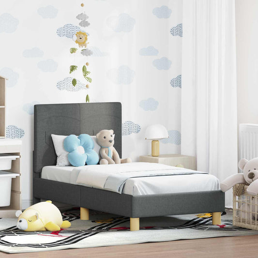 Struttura letto per bambini con testata Grigio scuro Tessuto | homemem39