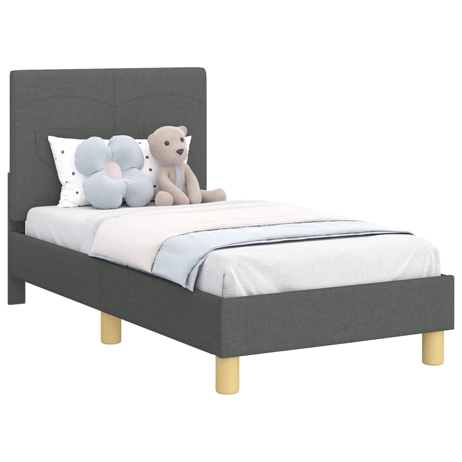 Struttura letto per bambini con testata Grigio scuro Tessuto | homemem39