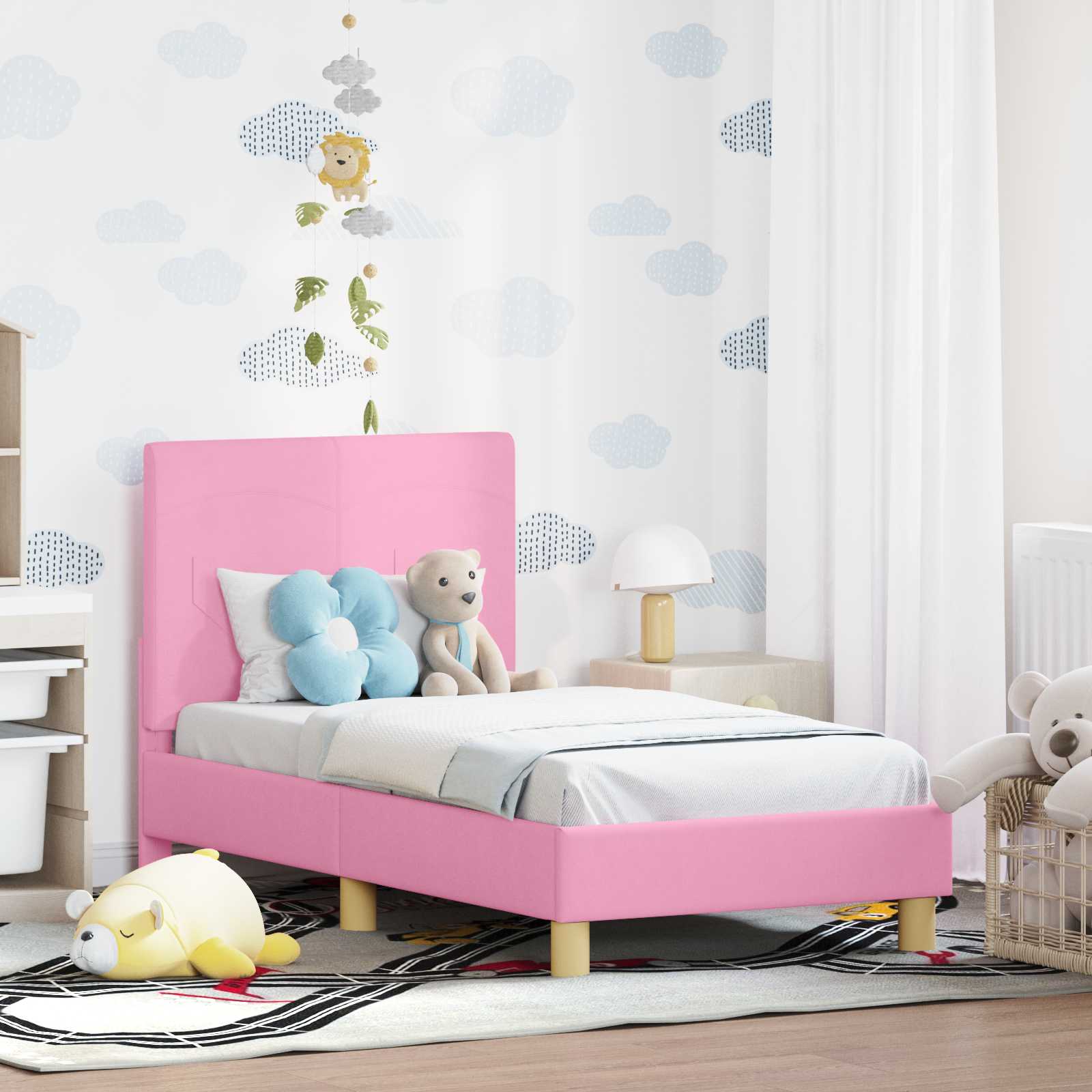 Struttura letto per bambini con testata Rosa 70 x 140 cm | homemem39
